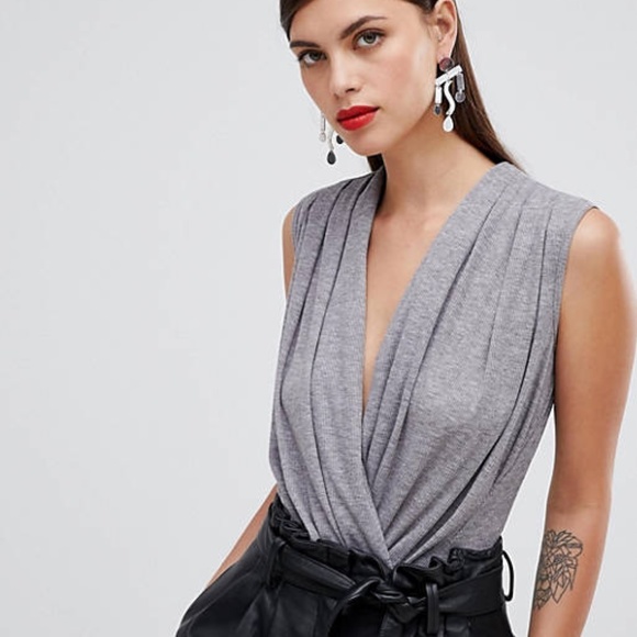 NEW Unique 21 Black Wrap Bodysuit. - Picture 2 of 6